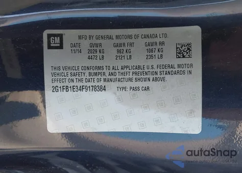 2015 Chevrolet Camaro 2Ls z USA, uszkodzony, nr VIN 2G1FB1E34F9178384